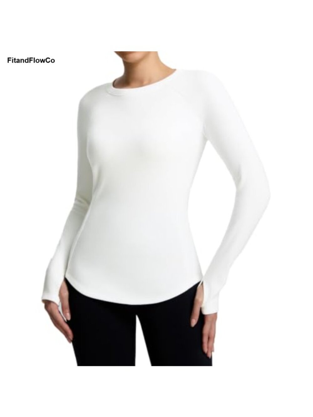 Women's Thermal Fleece Lined Long Sleeve Pullover Sweater with Thumbholes